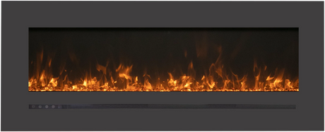 Amantii WM-FML-60-6623-STL Wall Mount / Flush Mount - 60" Electric Fireplace with a Steel Surround and Glass Media