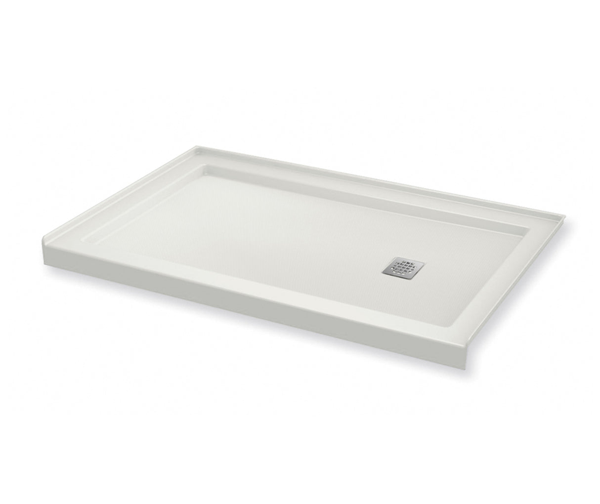 MAAX 420006-541-001-102 B3Square 6036 Acrylic Alcove Shower Base in White with Anti-slip Bottom with Center Drain
