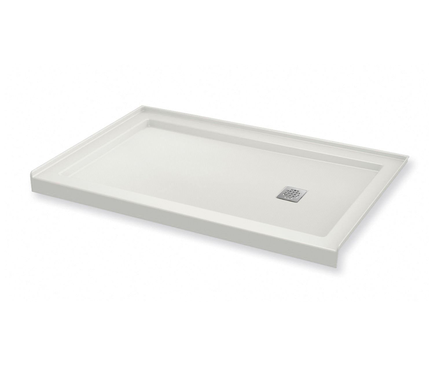 MAAX 420006-541-001-102 B3Square 6036 Acrylic Alcove Shower Base in White with Anti-slip Bottom with Center Drain