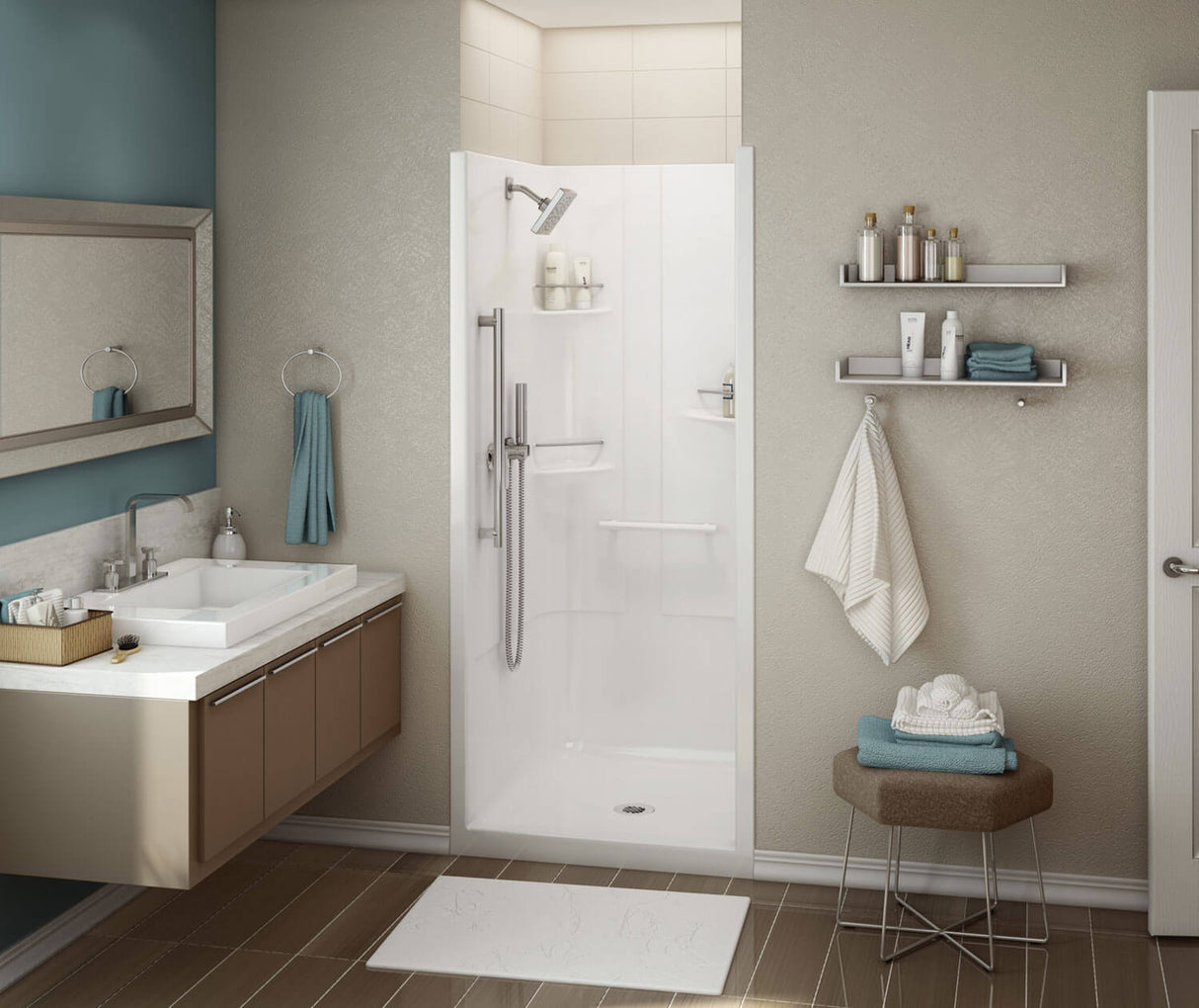 MAAX 107007-000-001 ALLIA SH-3636 Acrylic Alcove Center Drain One-Piece Shower in White