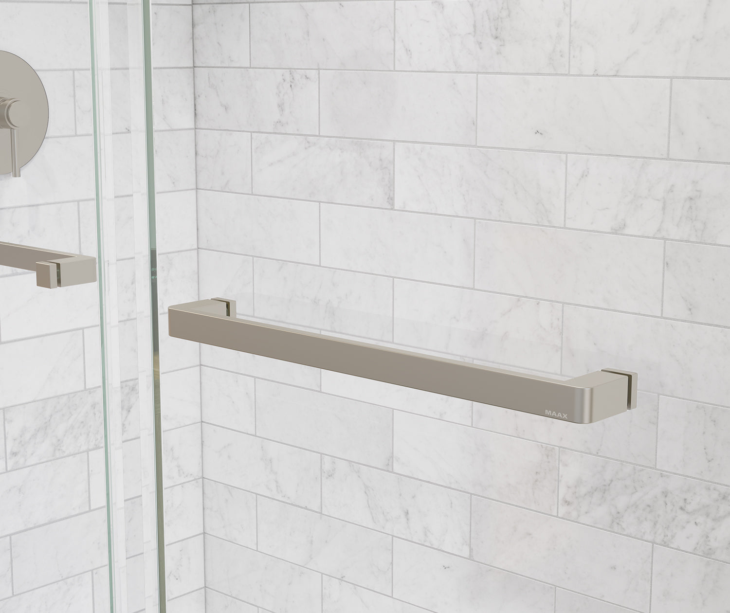 MAAX 135321-900-305-000 Uptown 44-47 x 76 in. 8 mm Bypass Shower Door for Alcove Installation with Clear glass in Brushed Nickel