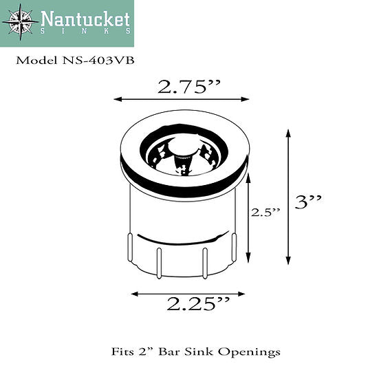 Nantucket Sinks 2.75 inch Junior Duo Bar Sink Drain In Venetian Bronze NS-403VB