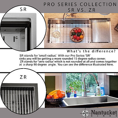 Nantucket Sinks' SR-PS-3018-16 - 30 Inch Pro Series Prep-Station Single Bowl Undermount Stainless Steel Kitchen Sink with Included Accessories