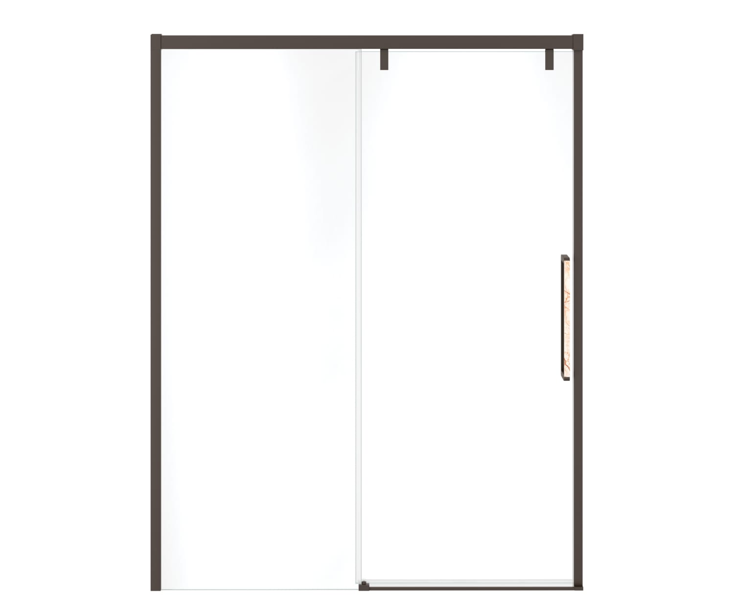 MAAX 135324-900-283-000 Uptown 56-59 x 76 in. 8 mm Sliding Shower Door for Alcove Installation with Clear glass in Dark Bronze & Beige Marble