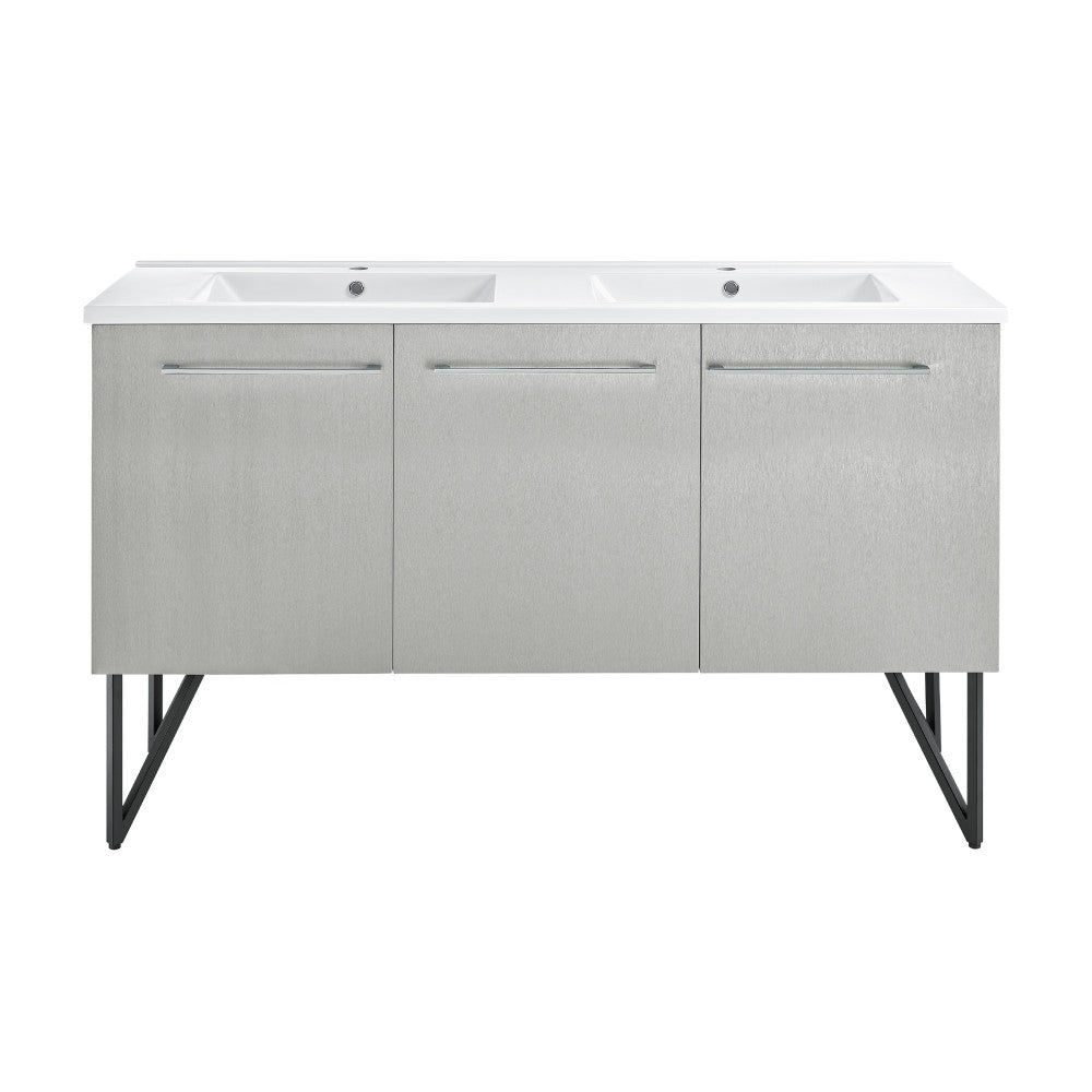 Annecy 60" Freestanding Bathroom Vanity in Gray with Sink Top