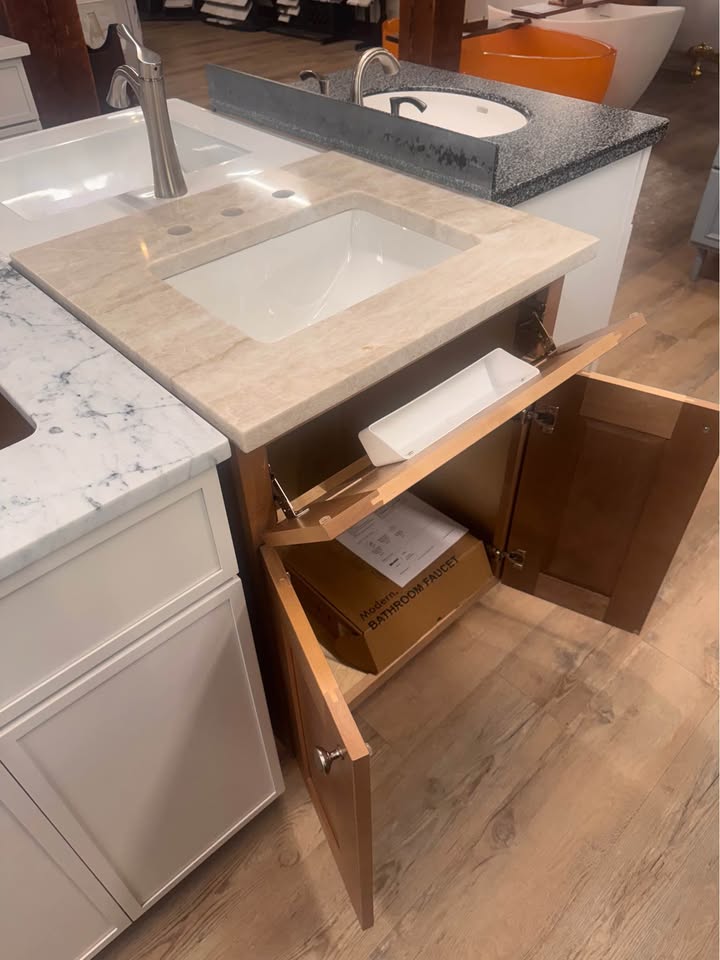 24" Cabtec Salted Caramel Vanity with Taj Mahal Top