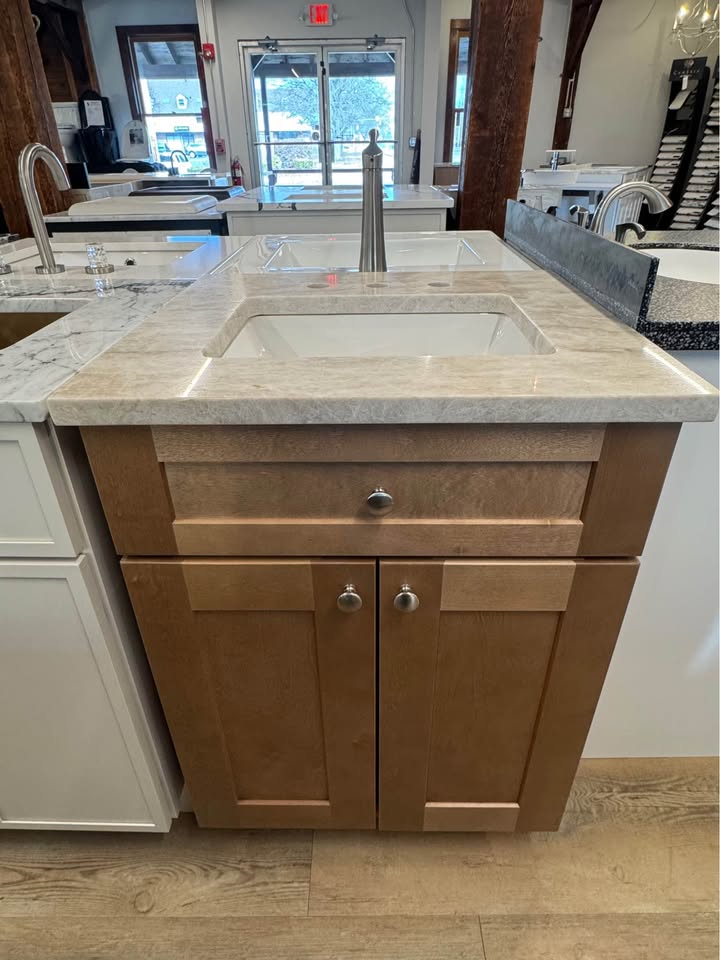 24" Cabtec Salted Caramel Vanity with Taj Mahal Top