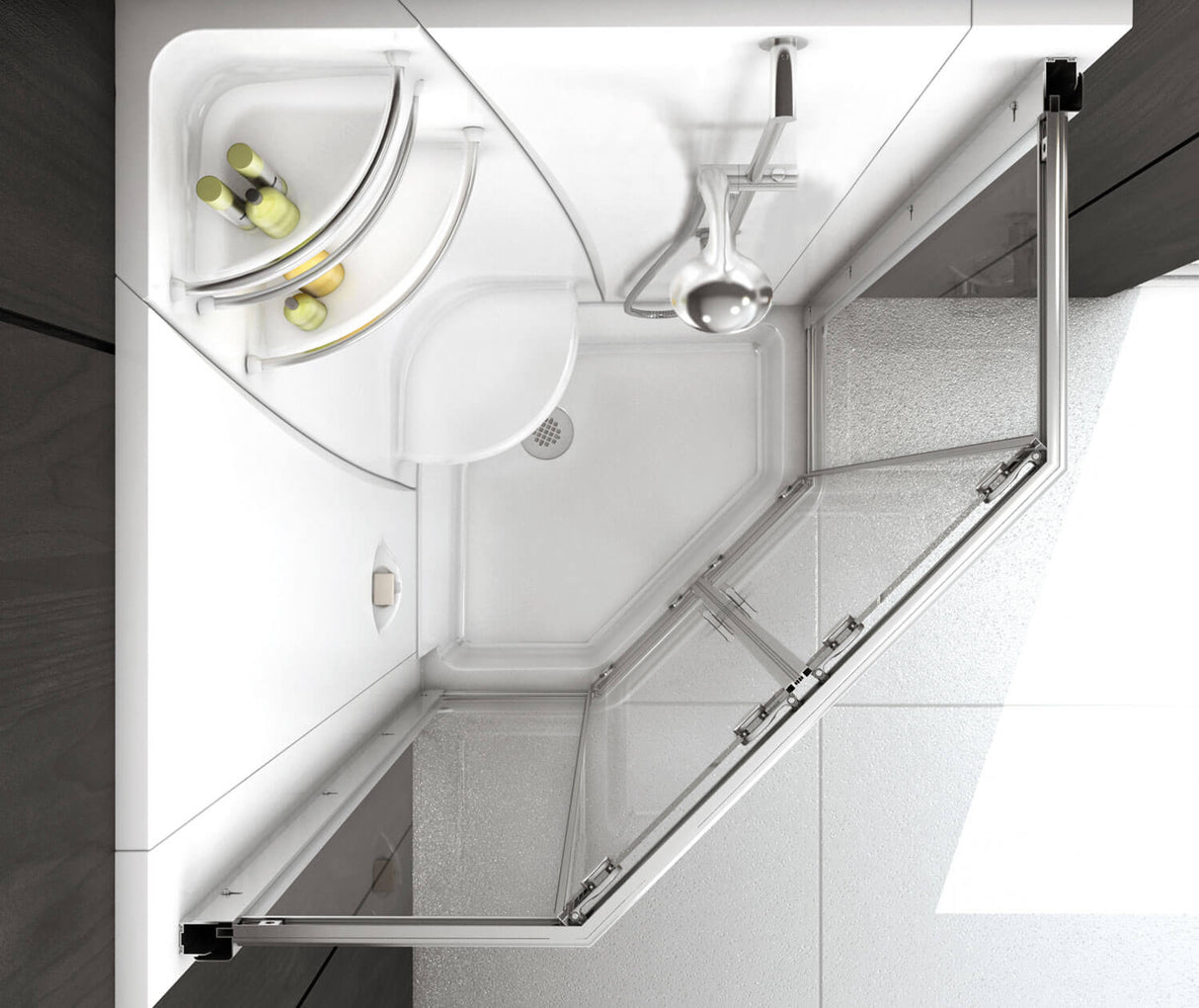 MAAX 102997-C-000-001 Freestyle 40 Neo-Angle 40 x 40 Acrylic Corner Center Drain One-Piece Shower in White