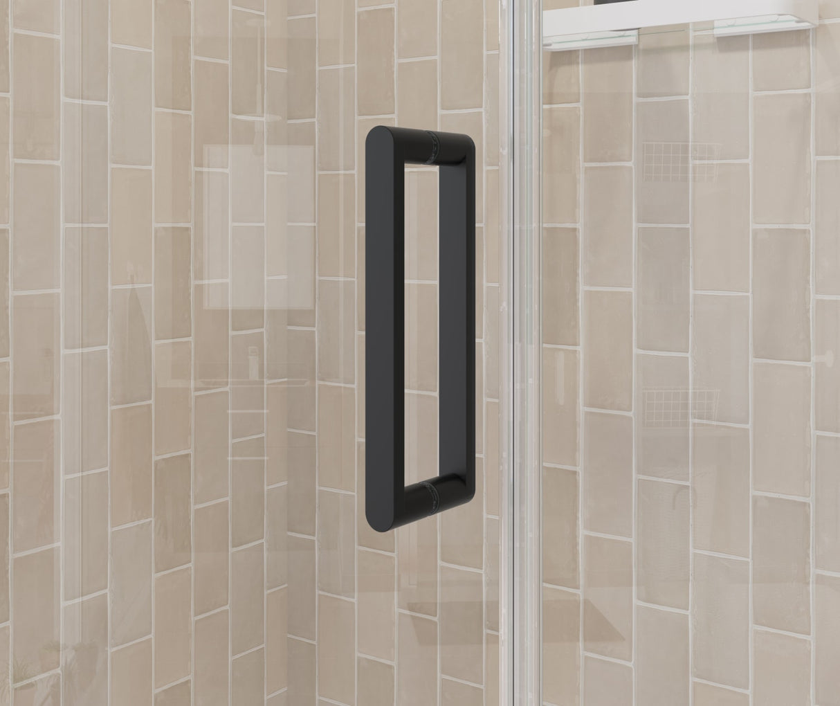MAAX 138270-900-340-100 Manhattan 43-45 x 68 in. 6 mm Pivot Shower Door for Alcove Installation with Clear glass & Round Handle in Matte Black