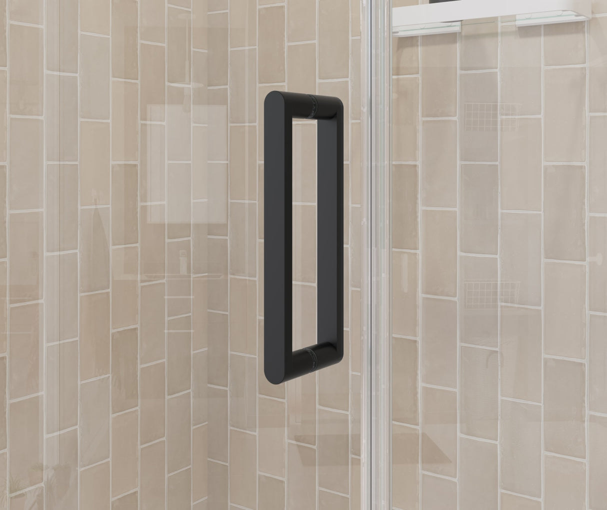 MAAX 138265-900-340-100 Manhattan 33-35 x 68 in. 6 mm Pivot Shower Door for Alcove Installation with Clear glass & Round Handle in Matte Black