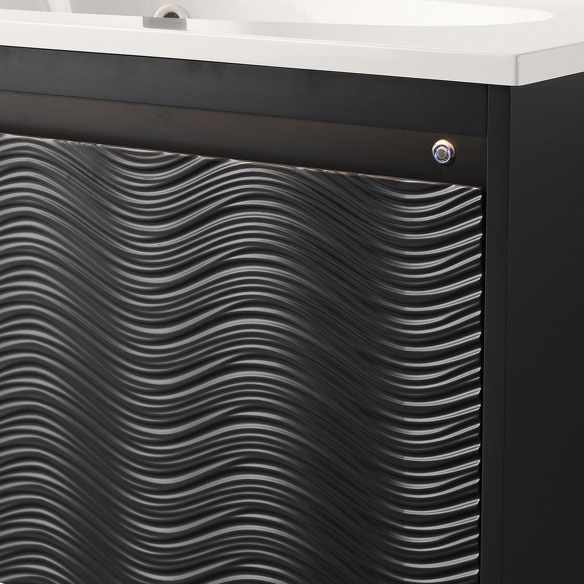 Blossom Voyage 30″ Vanity with Droplet-Shaped Basin - LED Illuminated & Unique Wave-Front Design