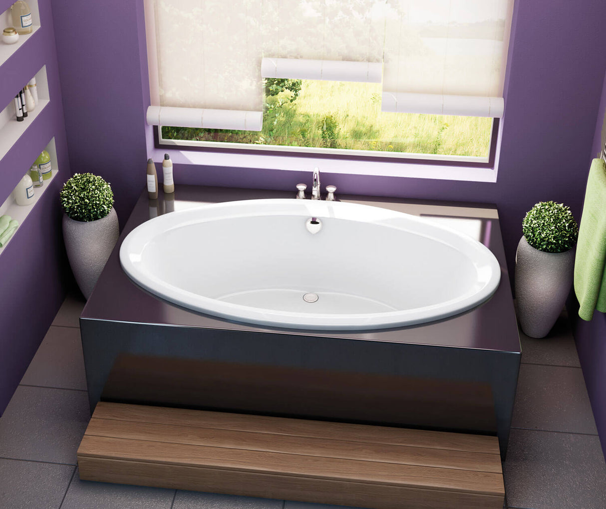 MAAX 100028-103-001-100 Tympani 72 x 42 Acrylic Drop-in Center Drain Aeroeffect Bathtub in White