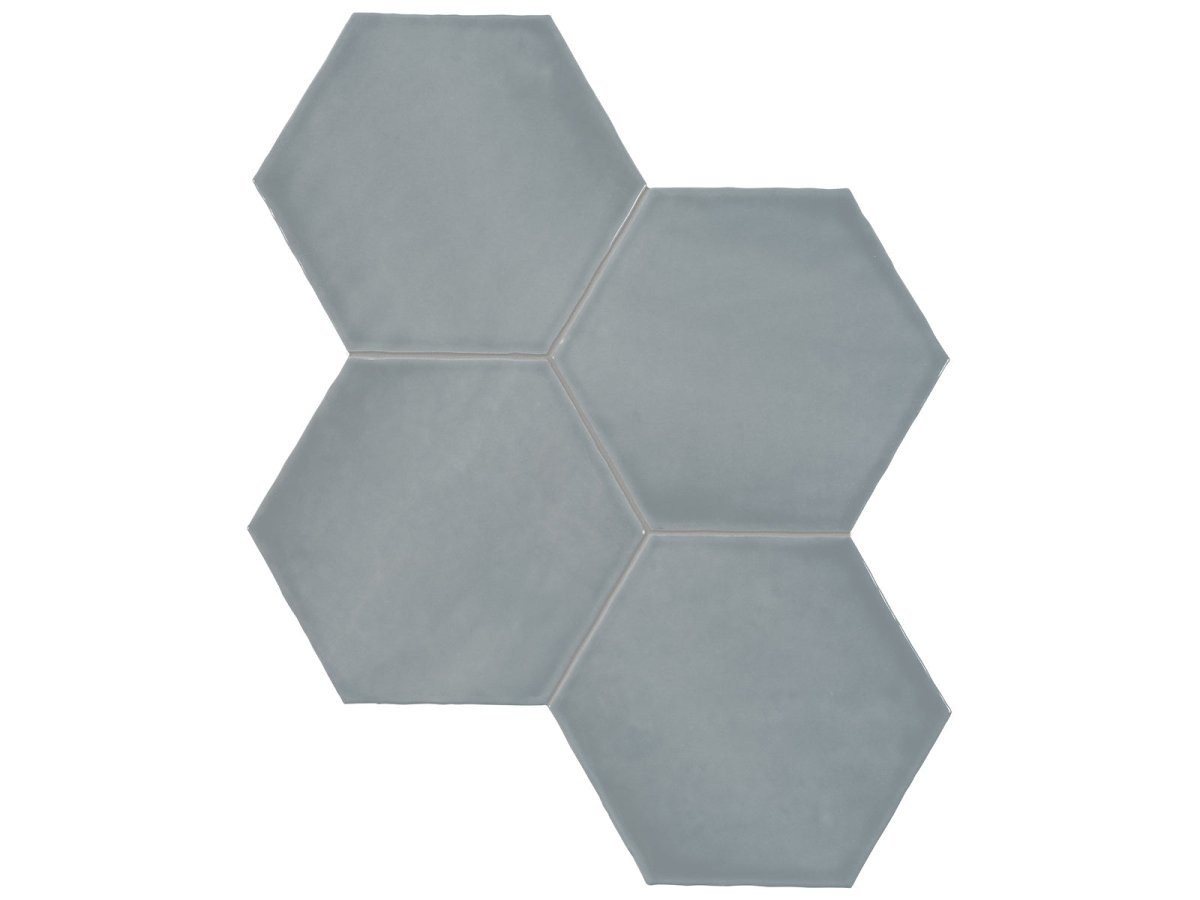 Anatolia Tile 6" Hex Teramoda Sterling Glossy 4000-0258-0 Sterling Hexagon - premium natural stone mosaic tile from Anatolia Tile, available at PoshHaus showroom in Keene, NH