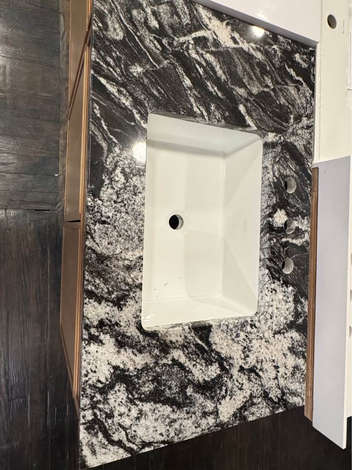 36” Oslo Oak w/ Black Forest Granite Top & Icera Undermount Porcelain Bowl