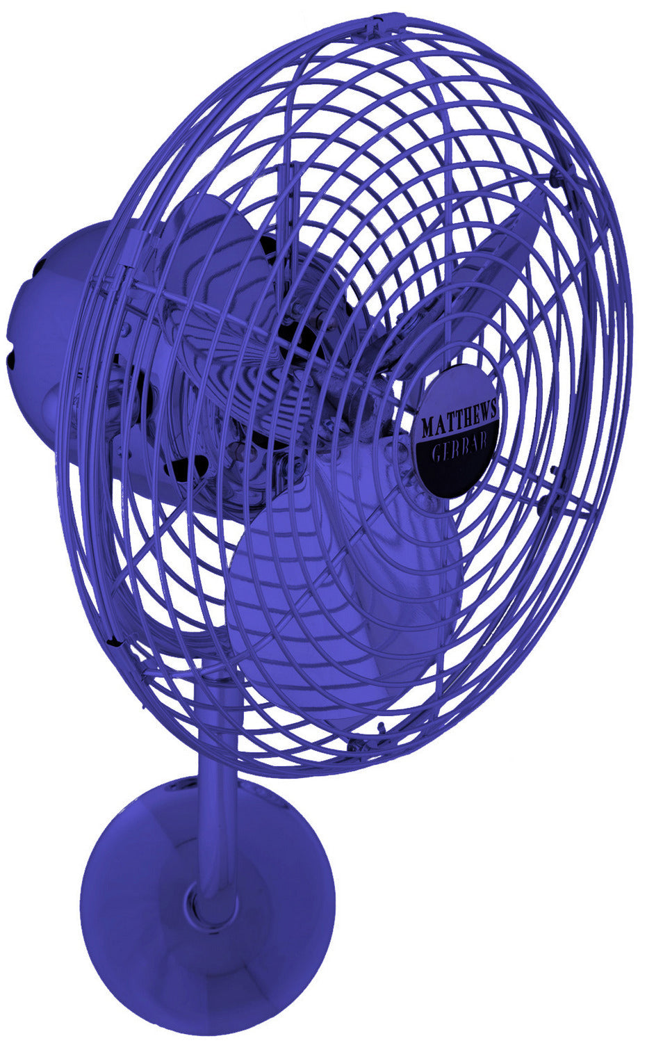 Matthews Fan MP-BLUE-MTL Michelle Parede vintage style wall fan in Safira (Blue) finish.