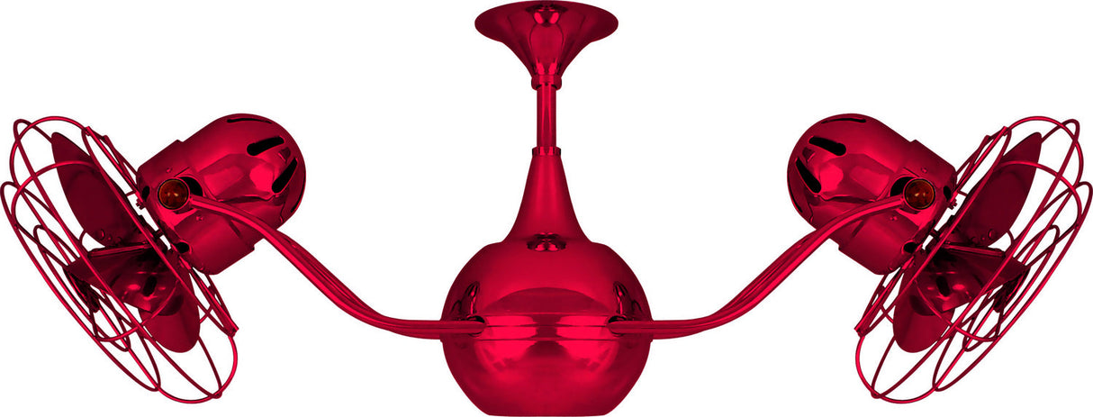 Matthews Fan VB-RED-MTL Vent-Bettina 360° dual headed rotational ceiling fan in Rubi (Red) finish with metal blades.