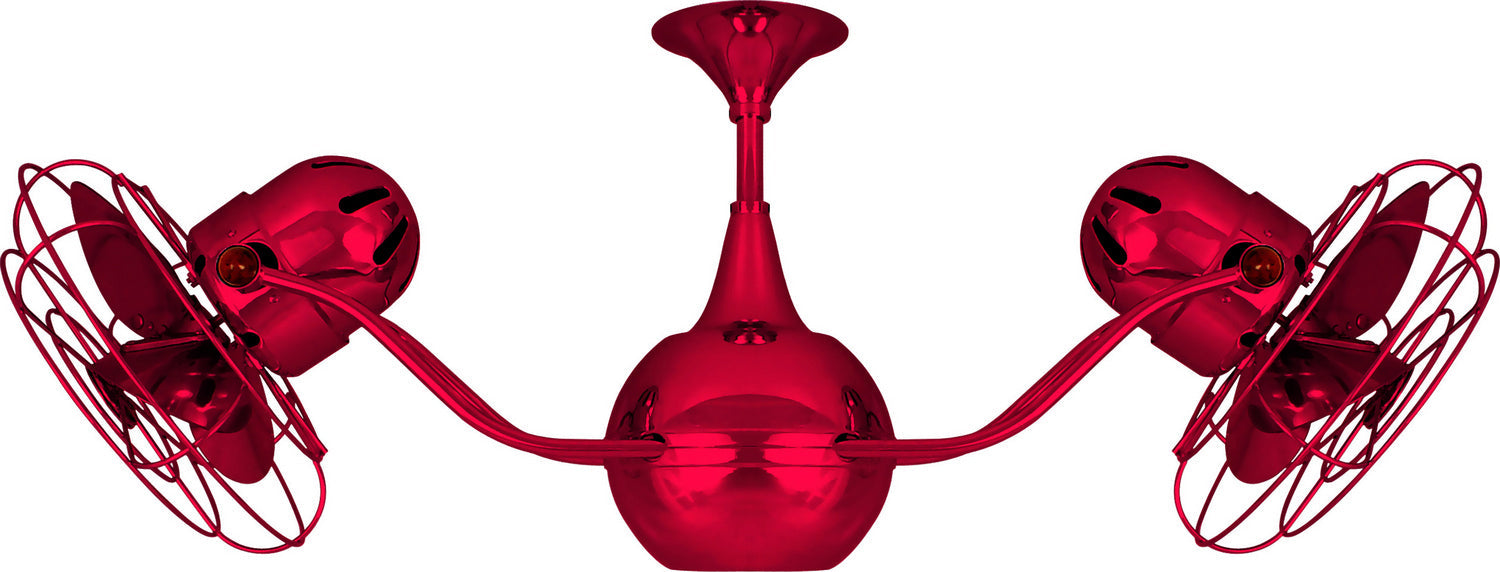Matthews Fan VB-RED-MTL Vent-Bettina 360° dual headed rotational ceiling fan in Rubi (Red) finish with metal blades.