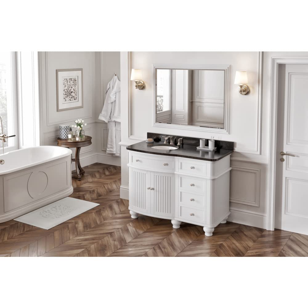 Jeffrey Alexander VKITCOM48WHBGO 48" White Compton Vanity, Compton-only Black Granite Vanity Top, undermount oval bowl