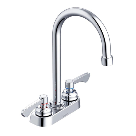 Gerber GC444555 Chrome Commercial Two Handle Centerset Lavatory Faucet W/ GOOSENECK...