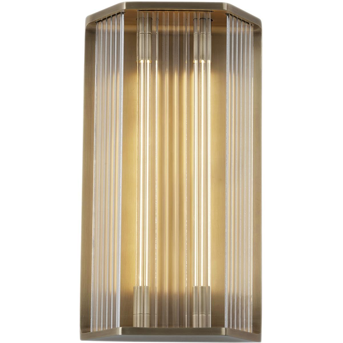 Alora WV339216VBCR SABRE 16" WV VINTAGE BRASS CLEAR RIBBED GLASS 15W LED 90 2700K DC LED