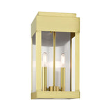 Livex Lighting 21235-12 York 2 Light Outdoor Wall Lantern, Satin Brass with Brushed Nickel Stainless Steel Reflector