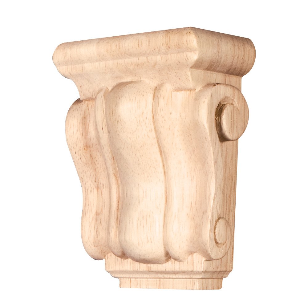 Hardware Resources CORMI-RW 3" W x 1-1/2" D x 4-1/4" H Rubberwood Mini Scrolled Corbel