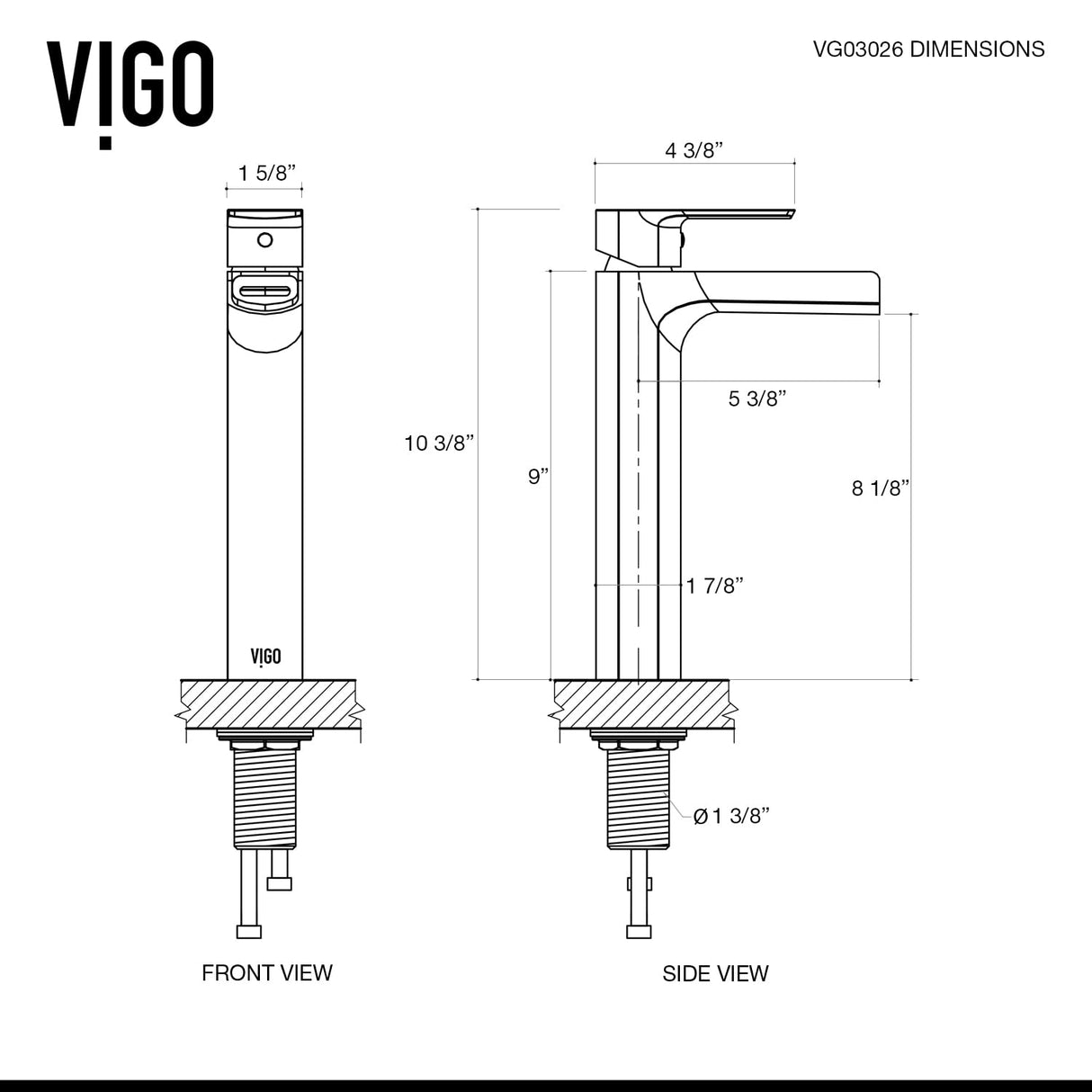 VIGO Amada 10.375 inch H Single Hole Single Handle Bathroom Faucet in Matte Black - Vessel Sink Faucet VG03026MB