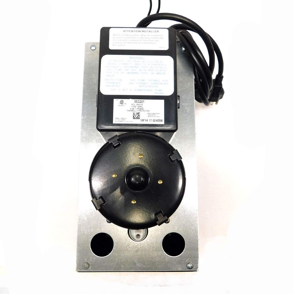 Little Giant VCL-24ULS 115 Volt, 1/18 HP, 270 GPH, Automatic Condensate Removal Pump with 1-Gallon Tank and Safety Switch, 6-Ft. Cord, Black, 553201