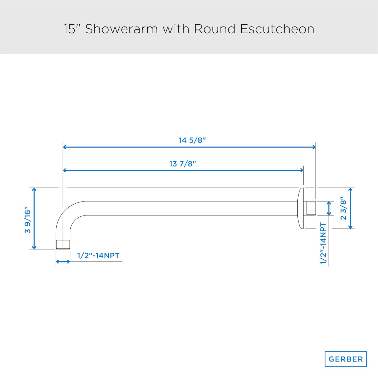 Gerber D481027BB Brushed Bronze 15" Right Angle Showerarm