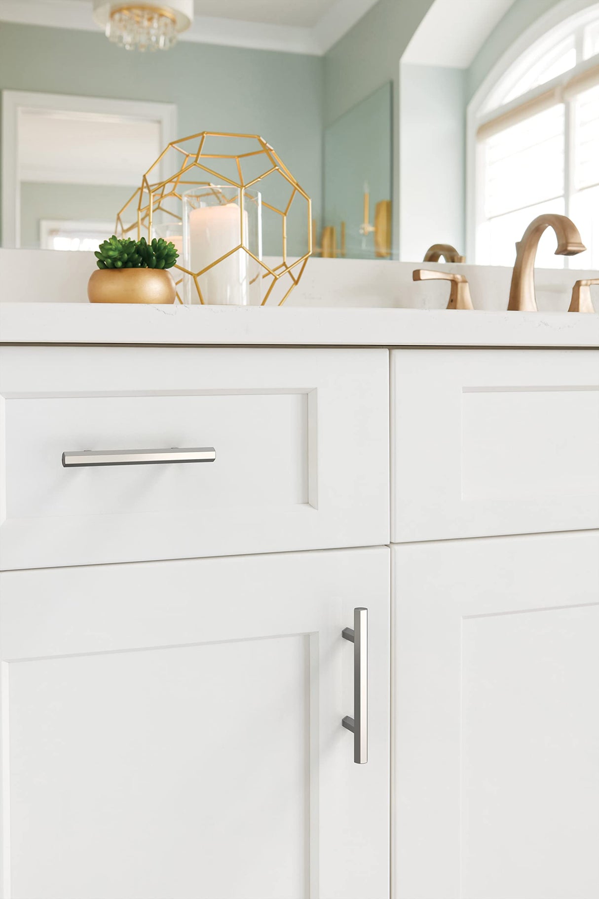 Amerock BP3736526 Polished Chrome Cabinet Pull 3 in (76 mm) Center-to-Center Cabinet Handle Caliber Drawer Pull Kitchen Cabinet Handle Furniture Hardware