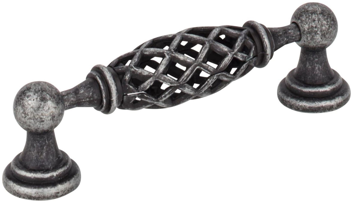 Jeffrey Alexander 749-96B-SIM 96 mm Center-to-Center Distressed Antique Silver Birdcage Tuscany Cabinet Pull