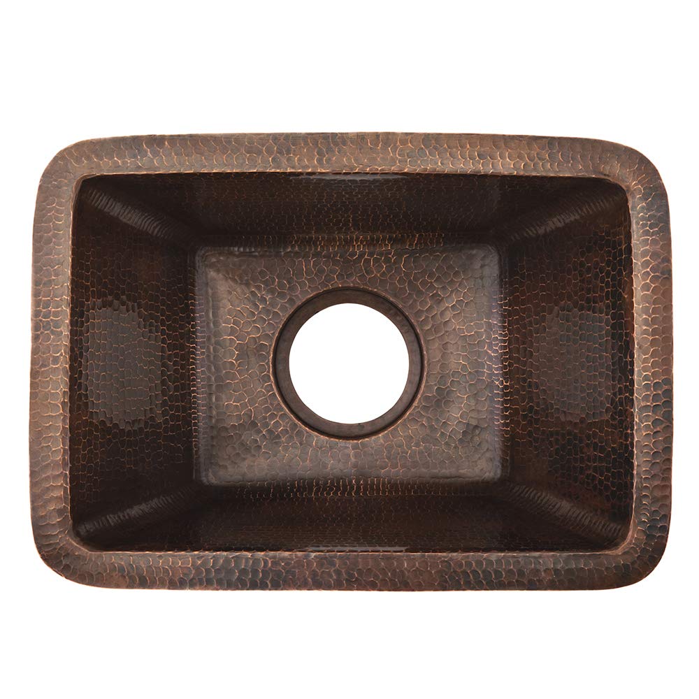 Premier Copper Products BRECDB3 17-Inch Rectangle Copper Sink with 3.5-Inch Drain Size, Oil Rubbed Bronze