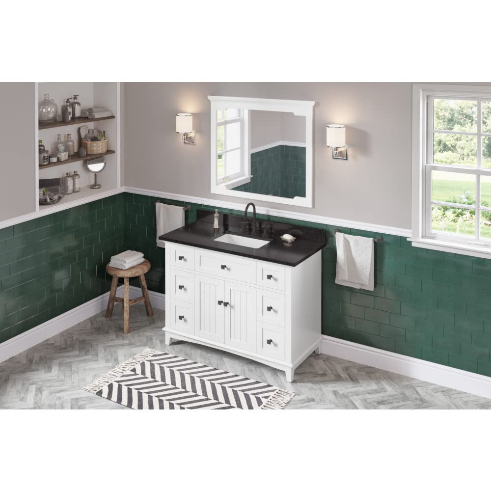Jeffrey Alexander VKITSAV48WHBGR 48" White Savino Vanity, Black Granite Vanity Top, undermount rectangle bowl