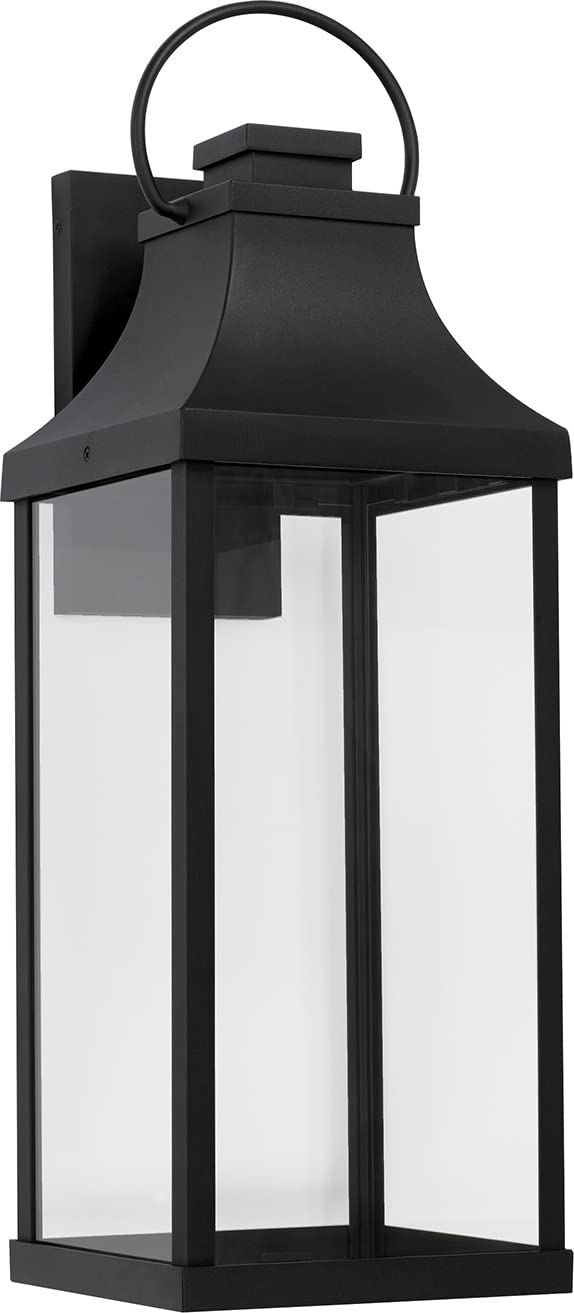 Capital Lighting 946441BK-GL Bradford 1 Light Outdoor Wall Lantern Black