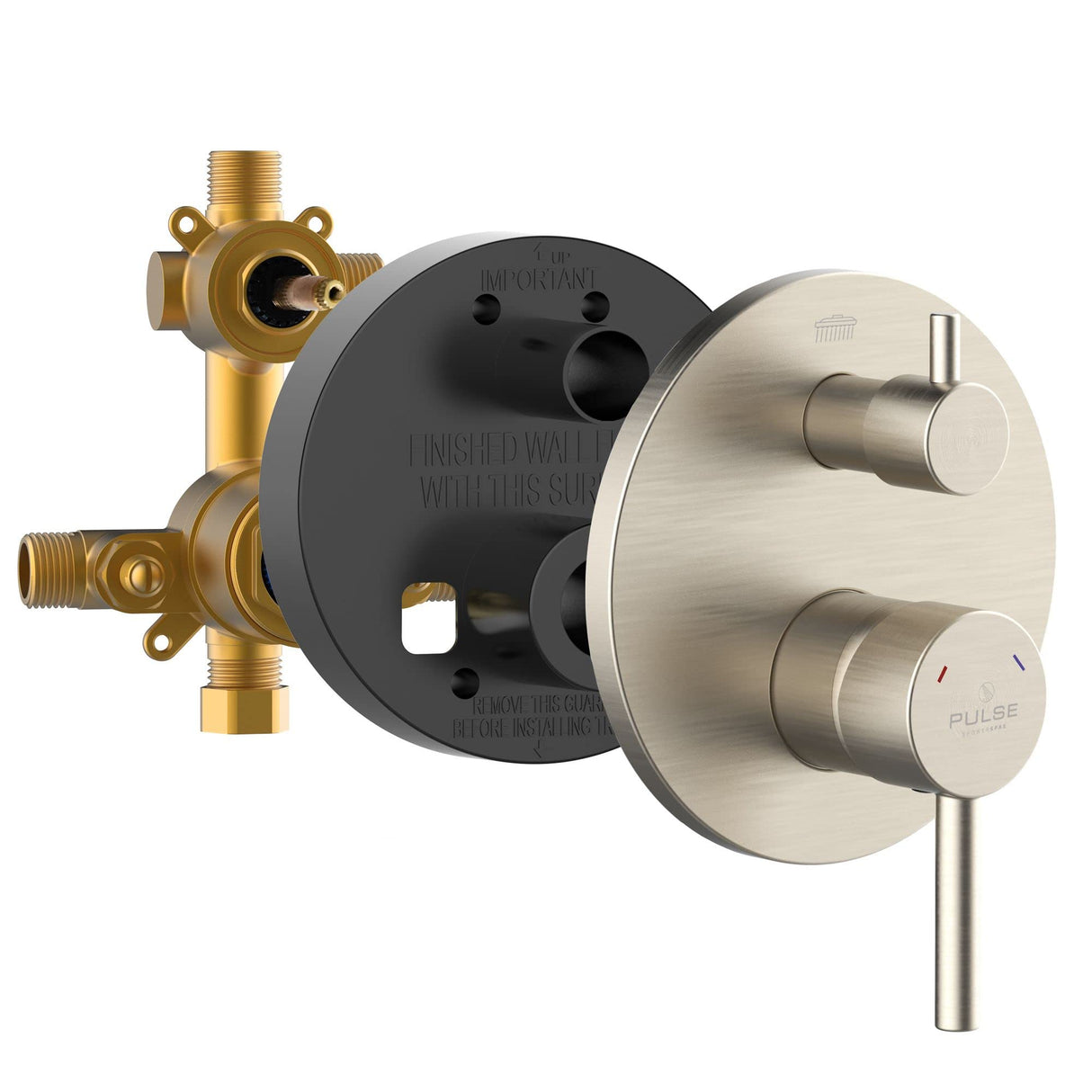 PULSE ShowerSpas 3005-RIVD-BN Two Way Tru-Temp Pressure Balance 1/2" Rough-In Valve with Brushed Nickel Trim Kit