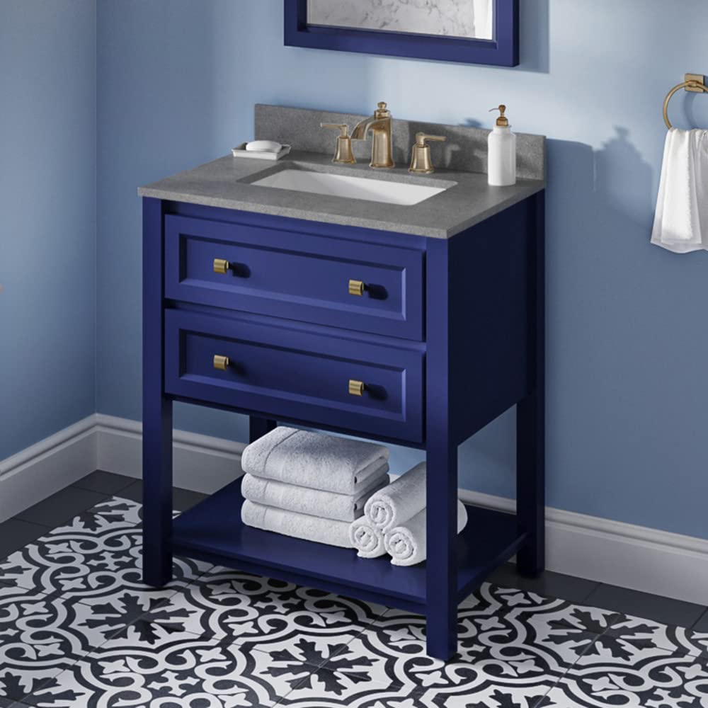 Jeffrey Alexander VKITADL30BLSGR 30" Hale Blue Adler Vanity, Steel Grey Cultured Marble Vanity Top, undermount rectangle bowl