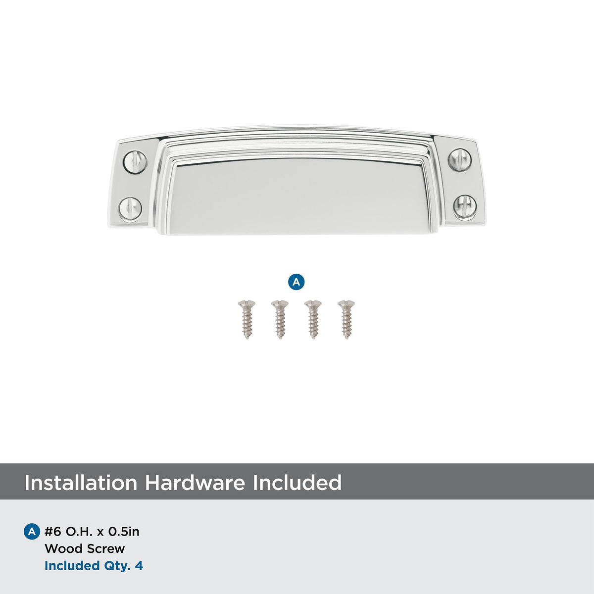 Amerock Cabinet Cup Pull Polished Chrome 3-1/2 inch (89 mm) Center to Center Highland Ridge 1 Pack Drawer Pull Drawer Handle Cabinet Hardware