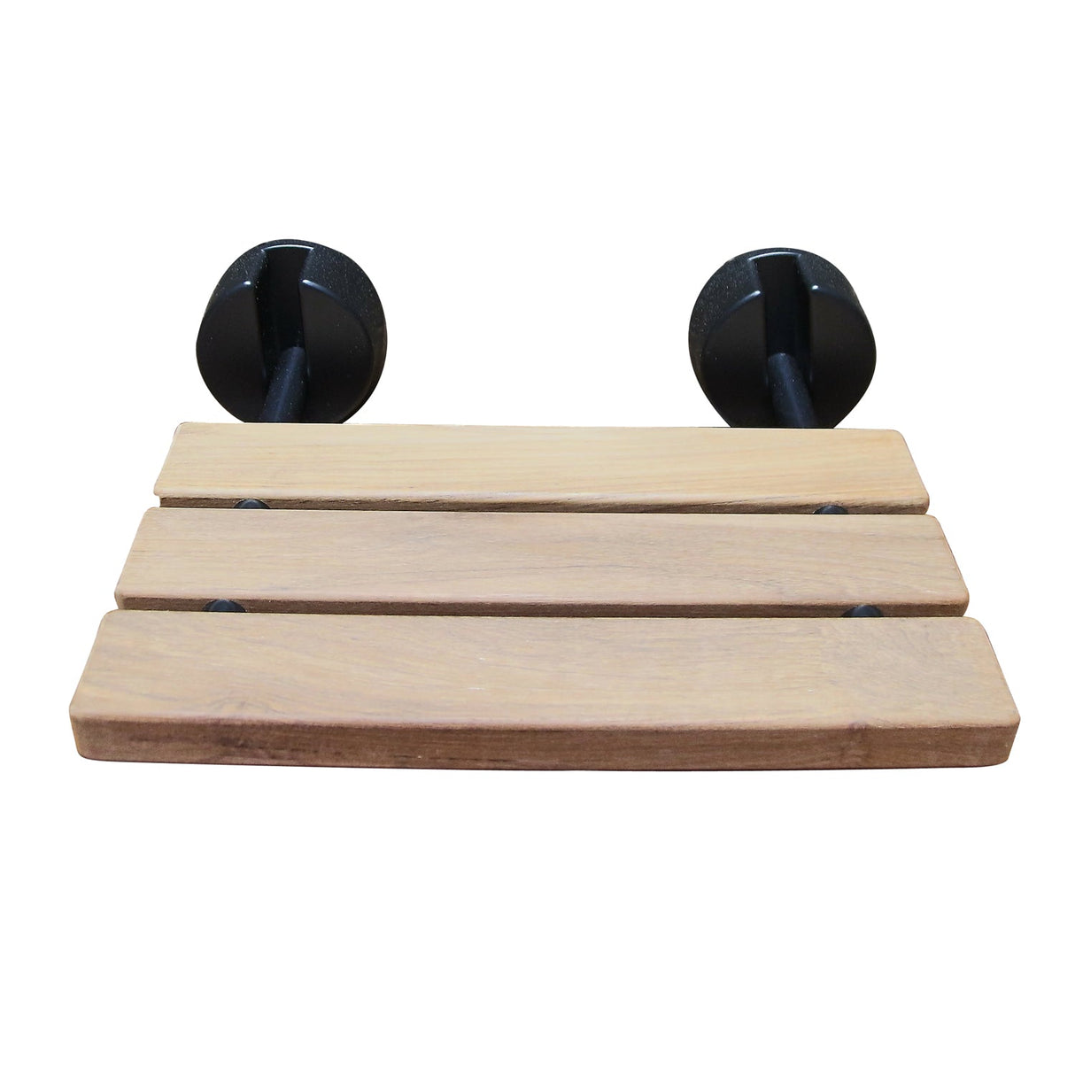 16" Wall Mount Teak Shower Seat, Round Brackets