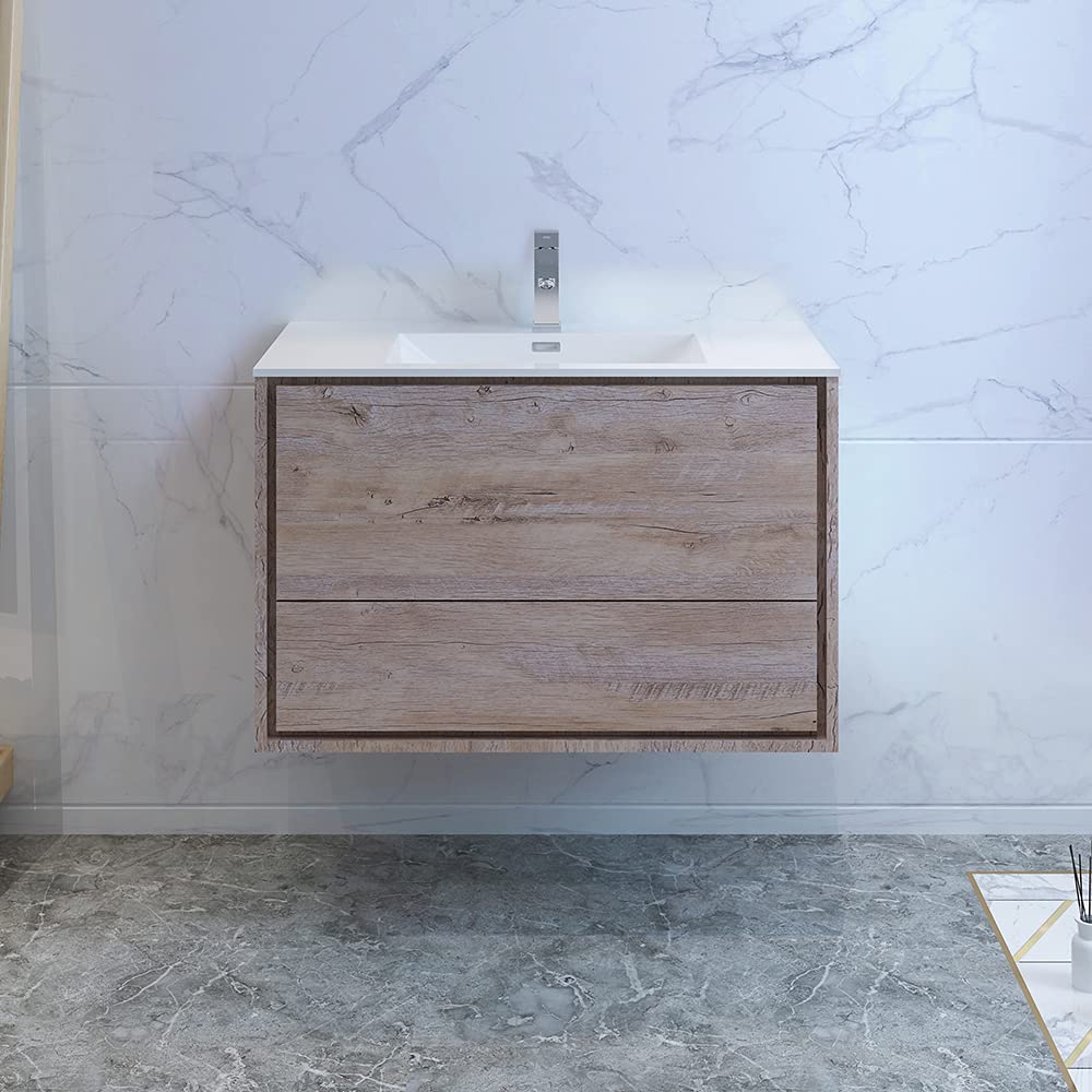 Fresca FCB9236OG-I Fresca Catania 36" Ocean Gray Wall Hung Modern Bathroom Cabinet w/ Integrated Sink