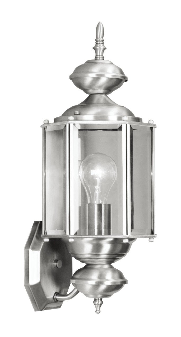 Livex Lighting 2006-91 Outdoor Wall Lantern with Clear Beveled Glass Shades, Brushed Nickel