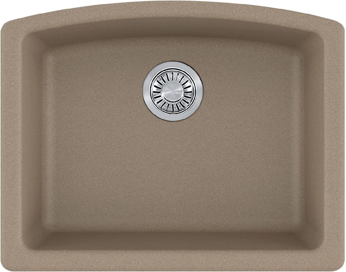 FRANKE ELG11022OYS Ellipse 25.0-in. x 19.6-in. Oyster Granite Undermount Single Bowl Kitchen Sink -ELG11022OYS In Oyster