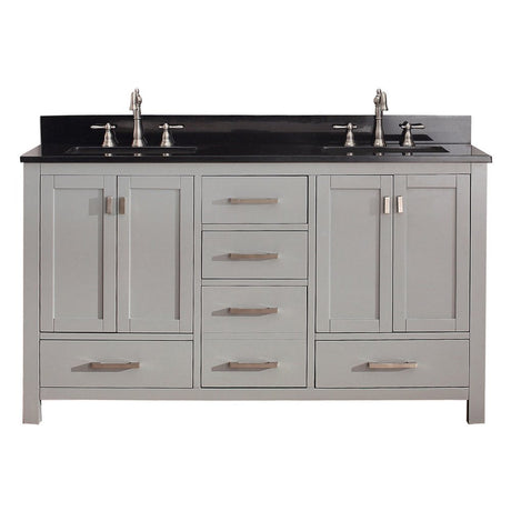Avanity Modero 61 in. Double Vanity in Chilled Gray finish with Black Granite Top