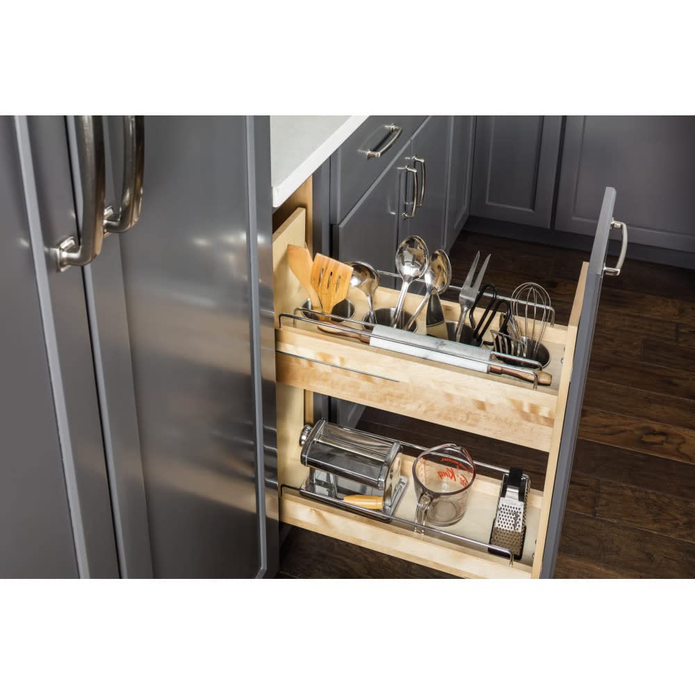 Hardware Resources UBPO-5SC 5" "No Wiggle" Utensil Bin Soft-close Base Cabinet Pullout, Pre-Assembled