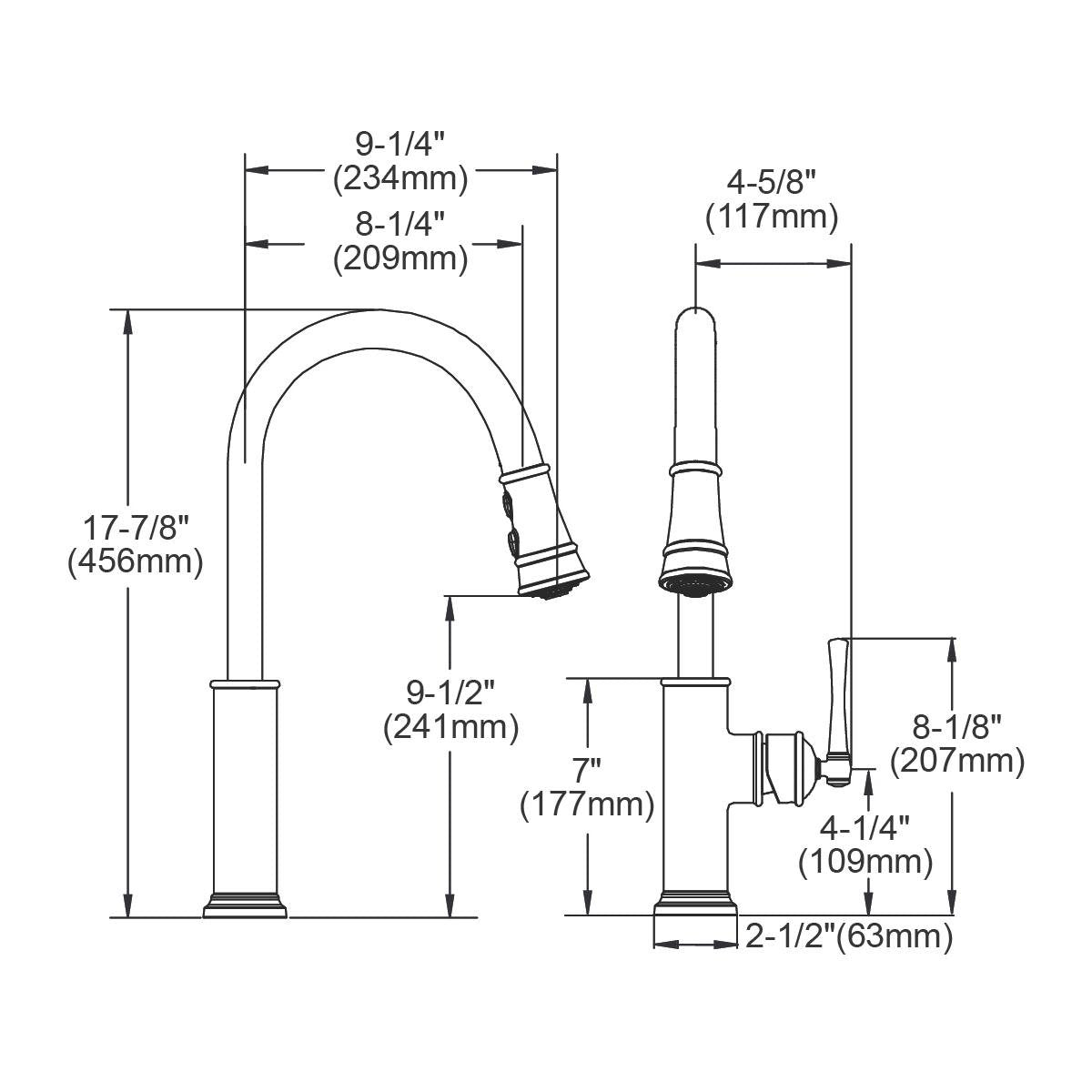 Elkay LKEC2031LS Single Hole Kitchen Faucet with Pull-down Spray and Forward Only Lever Handle, Lustrous Steel