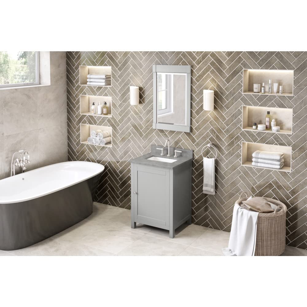Jeffrey Alexander VKITAST24GRSGR 24" Grey Astoria Vanity, Steel Grey Cultured Marble Vanity Top, undermount rectangle bowl