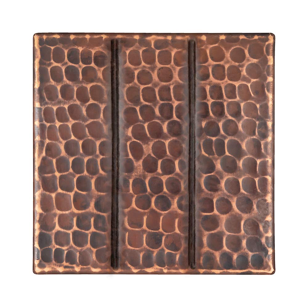 Premier Copper Products T4DBL 4-Inch x 4-Inch Hammered Copper Tile with Linear Design