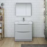 Fresca FVN9132WH Fresca Tuscany 32" Glossy White Free Standing Modern Bathroom Vanity w/ Medicine Cabinet