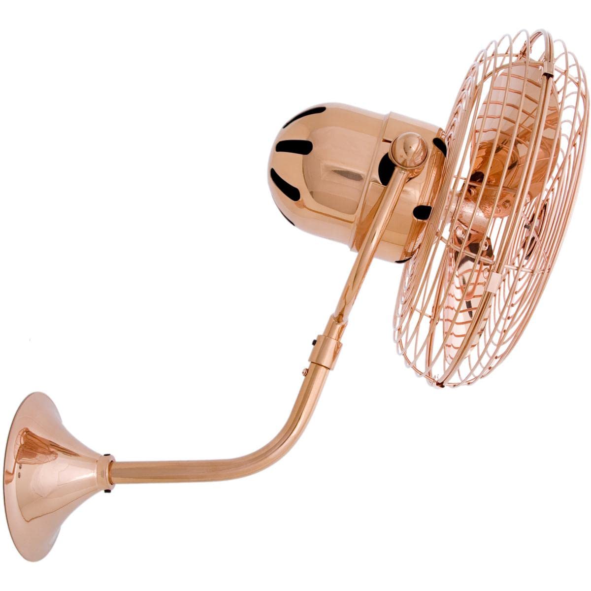 Matthews Fan MP-CP-MTL Michelle Parede vintage style wall fan in polished copper finish.