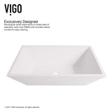 VIGO VGT1210 13.75" L -18.0" W -12.0" H Matte Stone Vinca Composite Rectangular Vessel Bathroom Sink in White with Faucet and Pop-Up Drain in Brushed Nickel