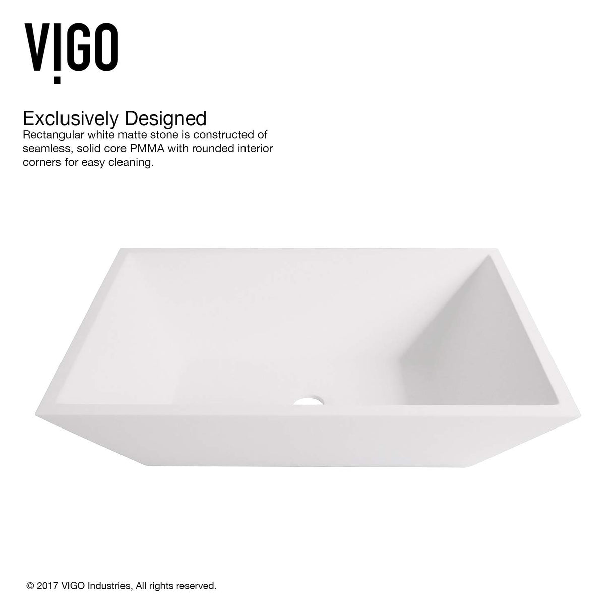 VIGO VGT1211 13.75" L -18.0" W -10.5" H Matte Stone Vinca Composite Rectangular Vessel Bathroom Sink in White with Faucet and Pop-Up Drain in Antique Bronze